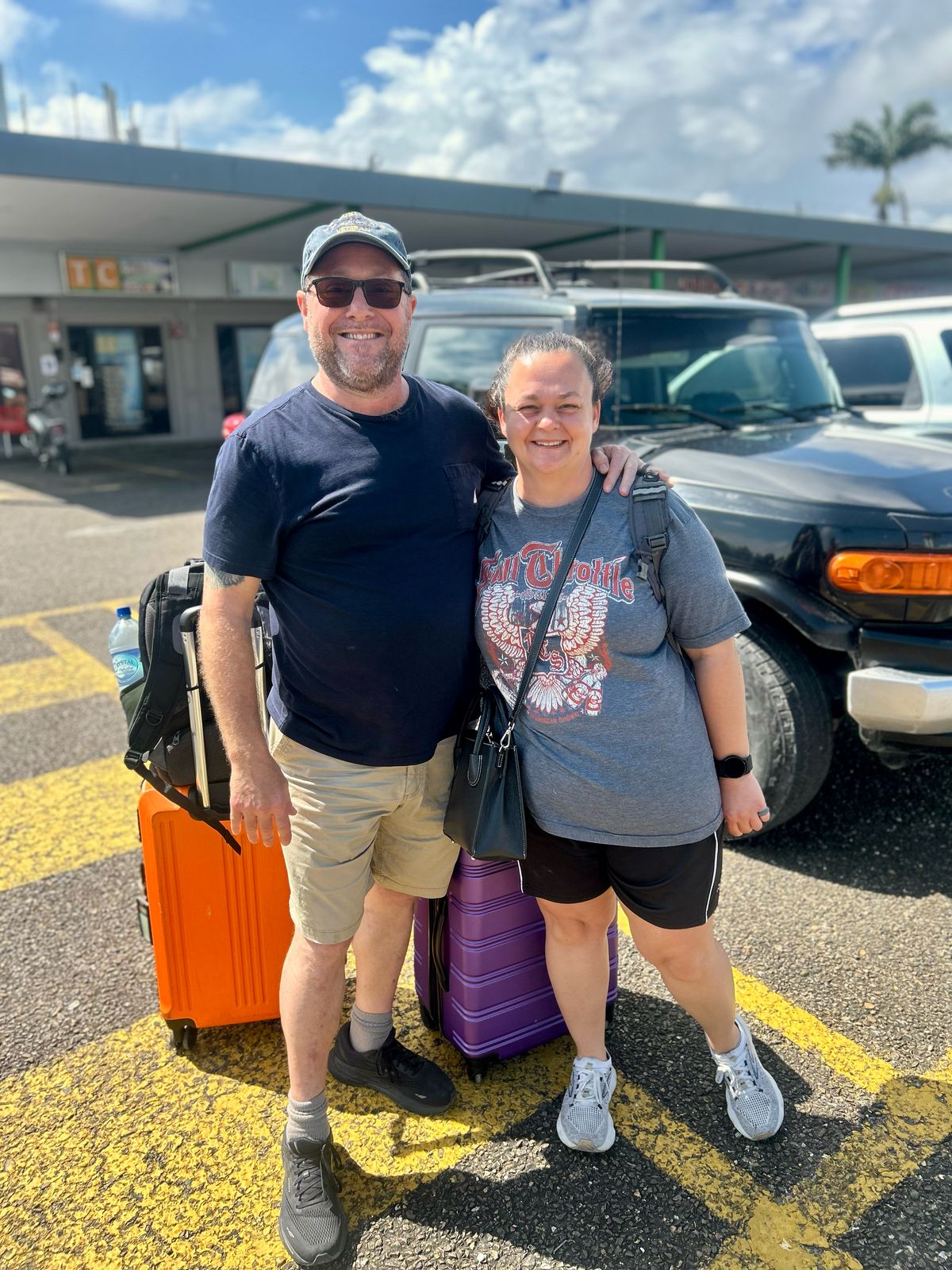 Friends starting their road trip